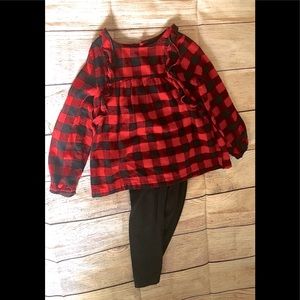Buffalo plaid pants set